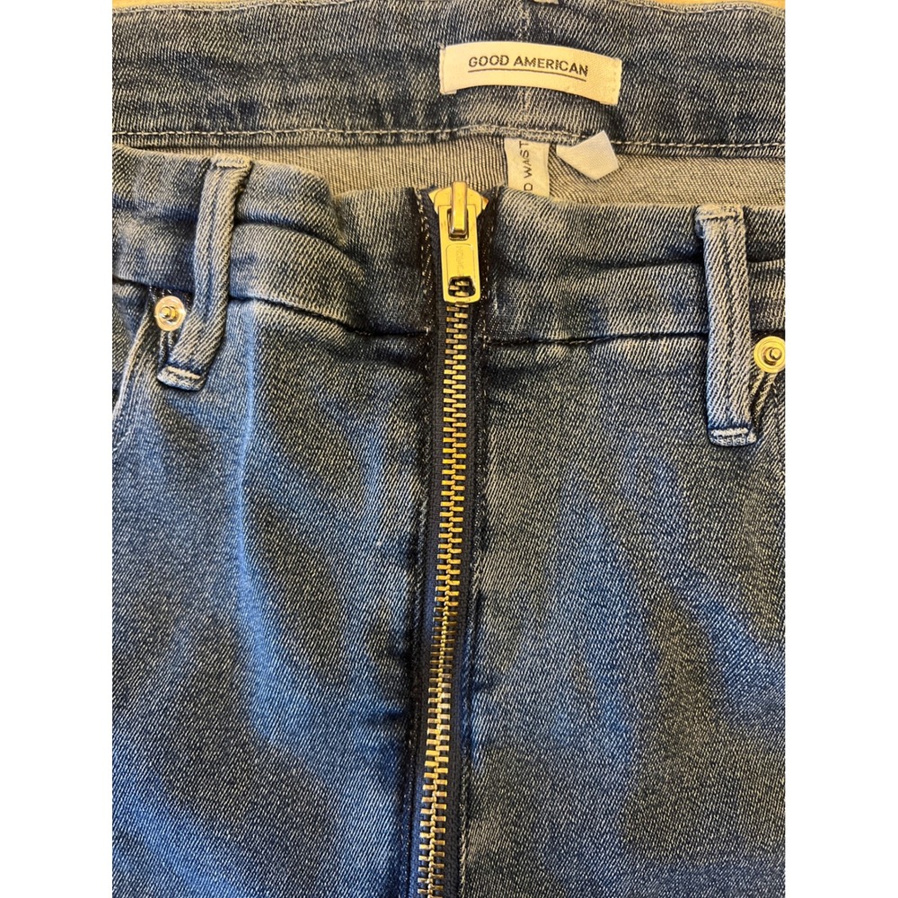 Good American Blue Denim High‎ Waist Full Zip Skinny Jeans